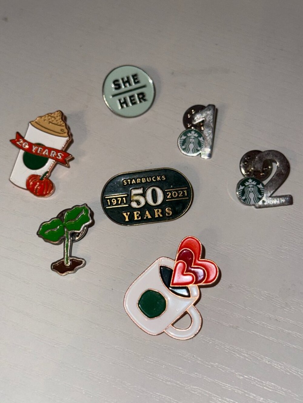 Starbucks Barista Enamel Pin Bundle (7) Anniversary, PSL, Pronoun, Coffee Pins